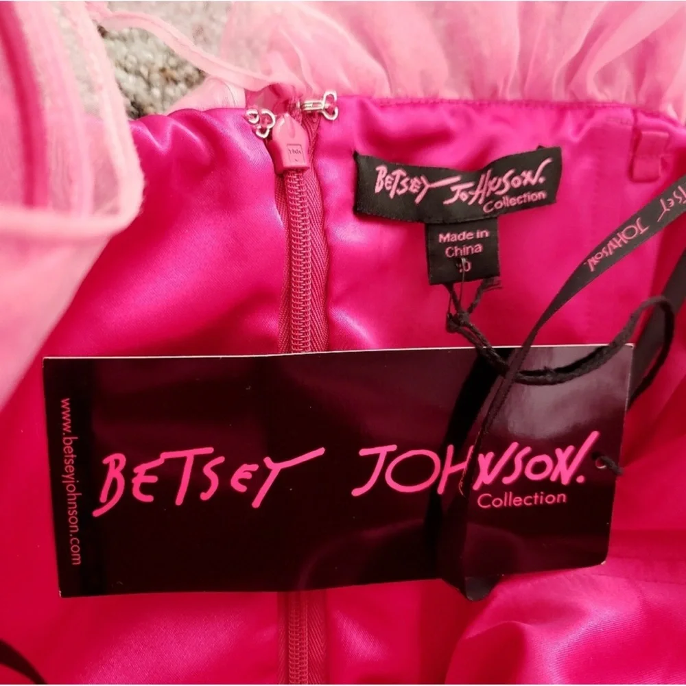 Betsey Johnson 80s Style Hot Pink Cocktail Dress - Picture 6 of 7